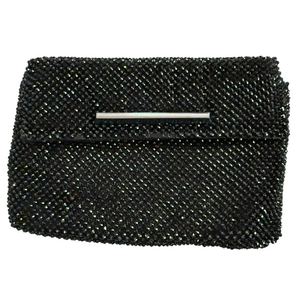 Small black formal clutch black gems with shoulder strap excellent condition - Picture 1 of 7